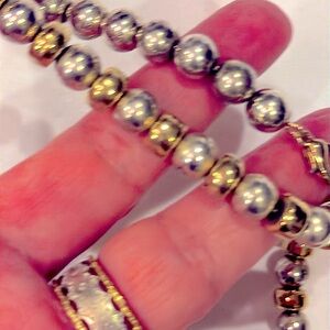 Vintage 2 tone beaded choker and bracelet set